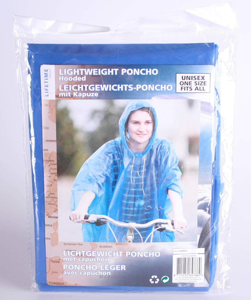 Regen Poncho Regenmantel Poncho Blau 130 x 100 cm
